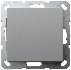 Выключатель одноклавишный проходной 10A 250V~ с накладкой, цвет Алюминий, G3012S, JASMART