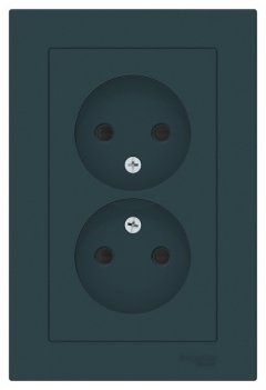 ATN000822 - AtlasDesign РОЗЕТКА двойная без заземления со шторками,16А, в сборе, ИЗУМРУД