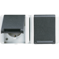 8220W Двойная горизонтальная SCHUKO-розетка 16A 250V  для накладного монтажа IP44