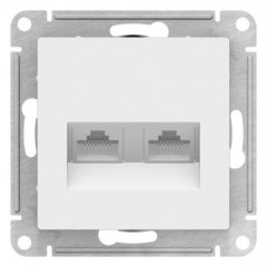 ATN000188 - AtlasDesign РОЗЕТКА двойная компьютерная RJ45+RJ45, категория 6А, механизм, БЕЛЫЙ