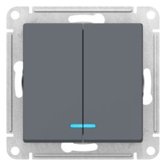 ATN000753 - AtlasDesign 2-клавишный ВЫКЛЮЧАТЕЛЬ с подсветкой, схема 5а, 10АХ, механизм, ГРИФЕЛЬ