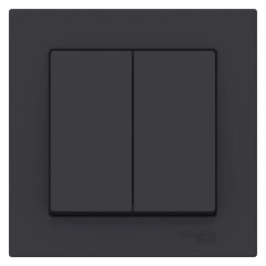 ATN001052 - AtlasDesign 2-клавишный ВЫКЛЮЧАТЕЛЬ, схема 5, 10АХ, в сборе, КАРБОН