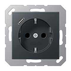 Розетка 2К+З 16А 250В~, с разъемом USB Typ C, Jung A1520-18CANM