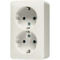 6020A Штепсельная розетка SCHUKO для накладного монтажа, 16A 250V   сдвоенная; слоновая кость