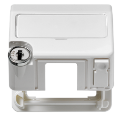 CD554SLKLWW Крышка пружинная для штепсельных розеток с замком, фиксатором и полем для надписи 23?29 мм; белая