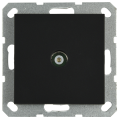 Розетка TV Ф9.5mm оконечная с накладкой, цвет черный матовый (soft touch), G6001PB, JASMART