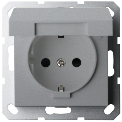 Розетка SHUKO© с крышкой и защитными шторками 16A 250V~ 2P+T, цвет Алюминий, G5505S, JASMART
