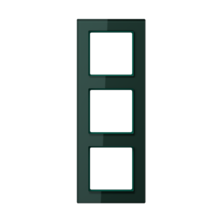 Рамка для вертикальной и горизонтальной установки, 3 поста, стекло Изумруд, Jung AC583GLSG