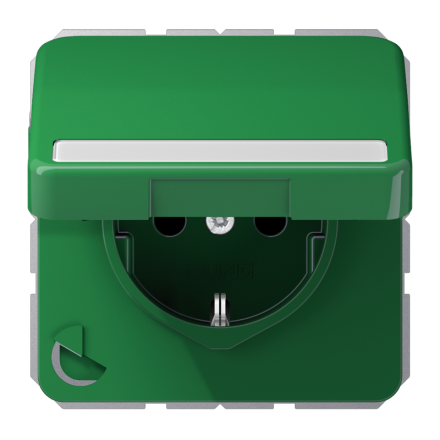 CD1520BFNAKLGN Штепсельная розетка SCHUKO 16A 250V  с полем для надписи и защитой от влажности; зеленая