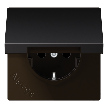 LSmetal Розетка с крышкой (с возвратной пружиной) 2К+З 16A 250B~ , dark (лакиров. алюминий), AL1520KLD