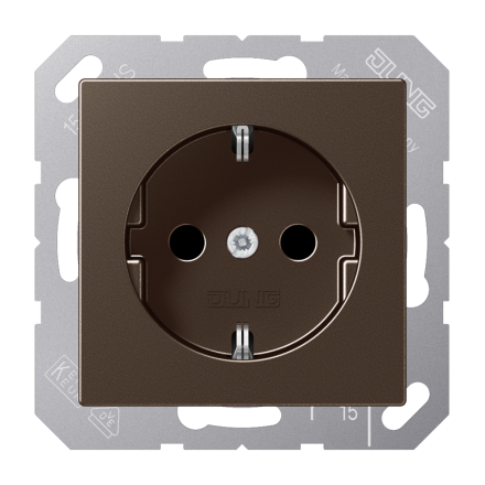 A1520KIMO Штепсельная розетка SCHUKO 16A 250V  с защитой от детей; термопласт; мокка