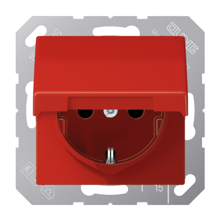 AS1520BFKLRT Штепсельная розетка SCHUKO 16A 250V  с крышкой; красная