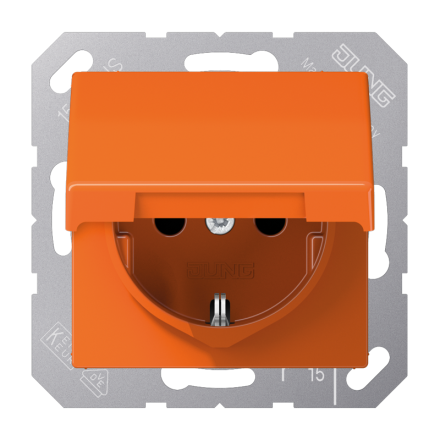 AS1520BFKIKLO Штепсельная розетка SCHUKO 16A 250V  с крышкой и защитой от детей; оранжевая