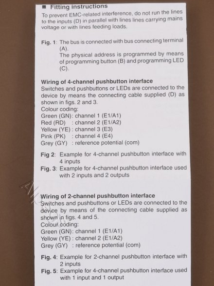 2076-4T KNX/EIB-интерфейс кнопок, 4-ной