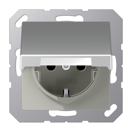 EcoProfi Розетка с крышкой 2К+З 16А 250В~, алюминий, Jung EP1420KLAL