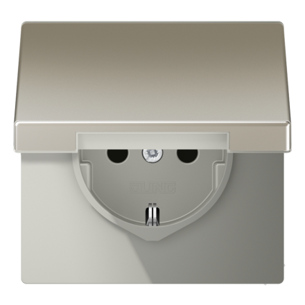 ES1520KL Штепсельная розетка SCHUKO 16A 250V  с откидной крышкой; благородная сталь