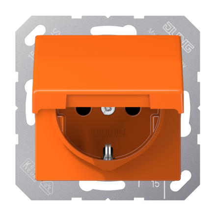 AS1520BFKLO Штепсельная розетка SCHUKO 16A 250V  с крышкой; оранжевая