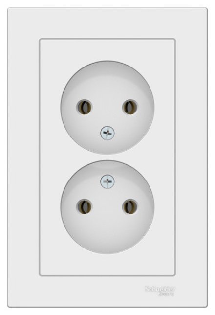 ATN000120 - AtlasDesign РОЗЕТКА двойная без заземления,16А, в сборе, БЕЛЫЙ