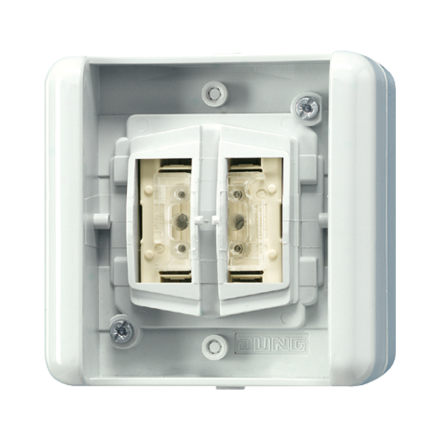 8472.02LEDW KNX/EIB 2х клавишный выключателькнопка, 2 позиционная, для накладного монтажа с BCU