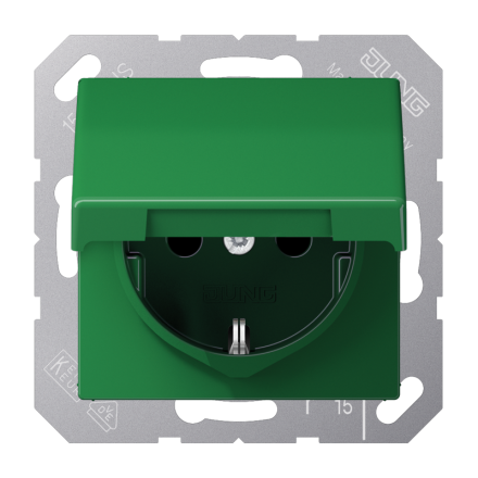 AS1520BFKLGN Штепсельная розетка SCHUKO 16A 250V  с крышкой; зеленая