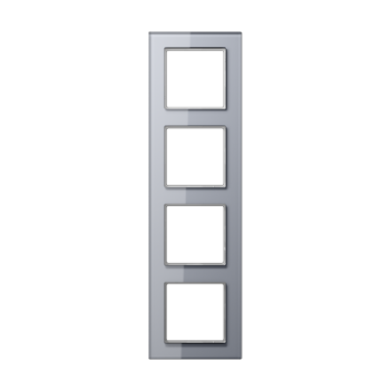 Рамка для вертикальной и горизонтальной установки, 4 поста, стекло Серый, Jung AC584GLKG