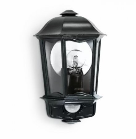 L 190 S 644413 IP 44 black/clear светильник с датчиком движения настенный уличный  E27 1 х 60 Вт (накаливания) или LED 1 х от 5 Вт до 12 Вт