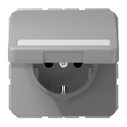 CD1520BFNAKLGR Штепсельная розетка SCHUKO 16A 250V  с полем для надписи и защитой от влажности; серая