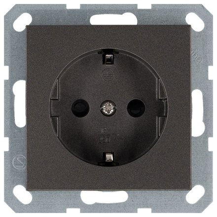 Розетка SHUKO© с защитными шторками 16A 250V~ 2P+T, цвет Мокко, G5501Z, JASMART