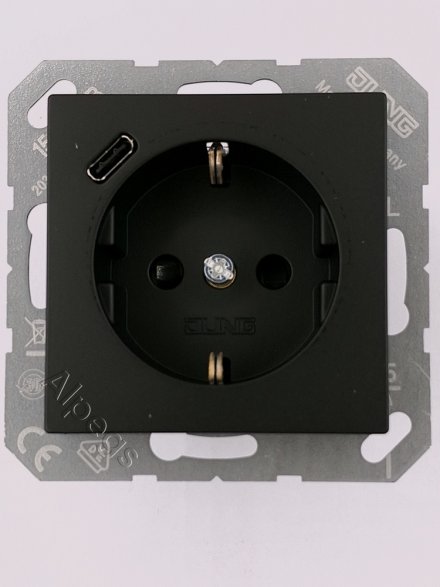 Розетка 2К+З 16А 250В, цвет матовый черный A1520-18CSWM