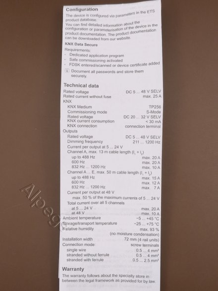 KNX LED-контроллер, 5 каналов, 39005 1S LED R