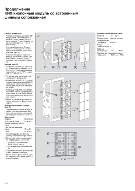 3092TSM KNX кнопочный модуль с интегрированным шинным сопряжением стандарт 2 группы