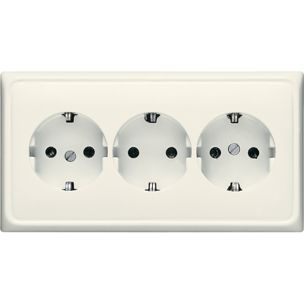 CD523 Розетка тройная с заземлением для кабельканалов; слоновая кость