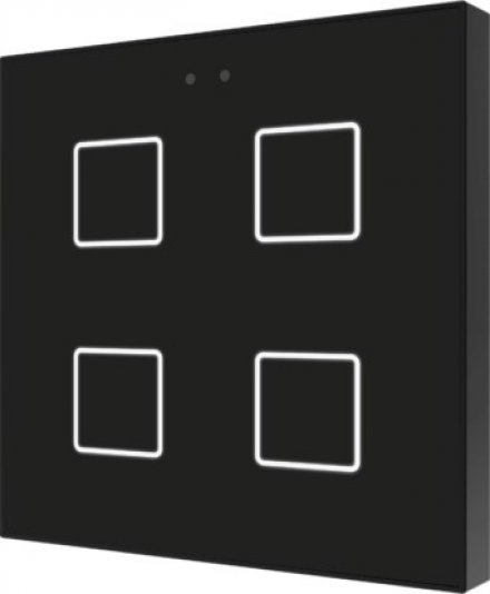 Выключатель сенсорный KNX Flat F4, 4-кнопочный, в уст. коробку, цвет черный