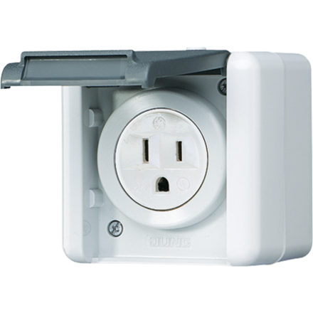 821-15USW USA-стандарт NEMA, 2 полюса + заземление, 15А 125V ; для накладного монтажа