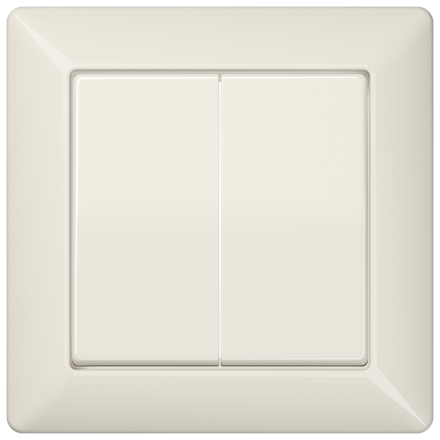 AS590-5 Клавиши с рамкой для сдвоенного выключателя; слоновая кость