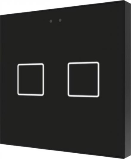 Выключатель сенсорный KNX Flat F2, 2-кнопочный, в уст. коробку, цвет черный