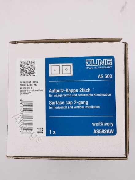 AS582AW Коробка для накладного монтажа 2-кратная; слоновая кость