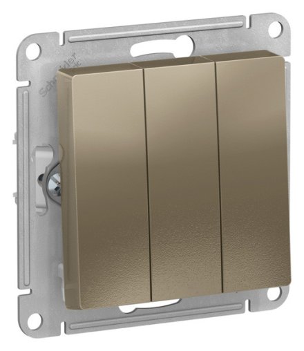 ATN000531 - AtlasDesign 3-клавишный ВЫКЛЮЧАТЕЛЬ, схема 1+1+1, 10АХ, механизм, ШАМПАНЬ