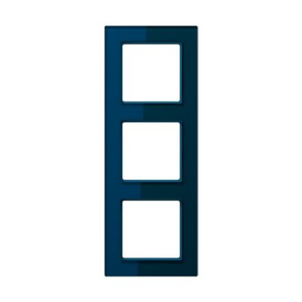 Рамка для вертикальной и горизонтальной установки, 3 поста, стекло Синий, Jung AC583GLNB