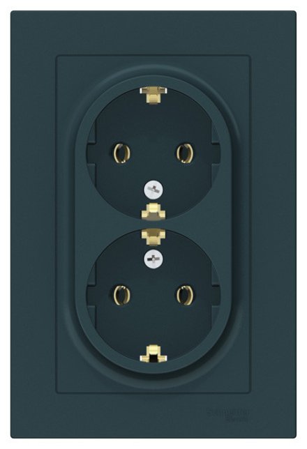 ATN000824 - AtlasDesign РОЗЕТКА двойная с заземлением, 16А, в сборе, ИЗУМРУД