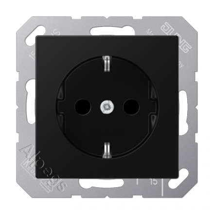Штепсельная розетка SCHUKO 16A 250V с защитой от детей, термопласт, цвет матовый черный A1520BFKISWM
