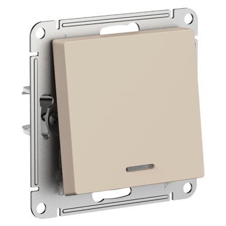 ATN001213 - AtlasDesign 1-клавишный ВЫКЛЮЧАТЕЛЬ с подсветкой, сх.1а, 10АХ, мех., ПЕСОЧНЫЙ