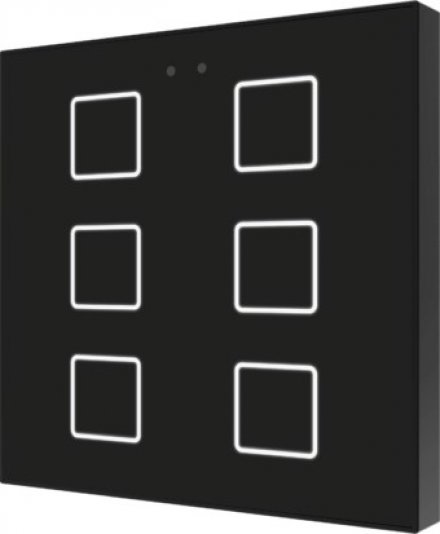 Выключатель сенсорный KNX Flat F6, 6-кнопочный, в уст. коробку, цвет черный