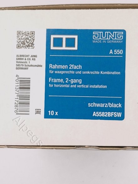 Jung A550 - Рамка 2-ая, цвет матовый черный A5582BFSWM