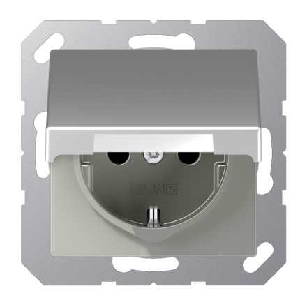 Штепсельная розетка SCHUKO 16A 250V~ с защитой от детей; с крышкой; термопласт; алюминий, A1520BFKIKLAL