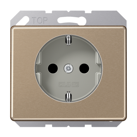 SL520GB Механизм розетки 2P+E безвинтовой зажим SL500 бронза