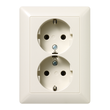 AS5020KIU Штепсельная розетка SCHUKO 16A 250V  с защитой от детей, сдвоенная; слоновая кость