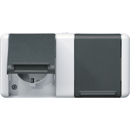 8220-1W Двойная горизонтальная SCHUKO-розетка 16A 250V  для накладного монтажа IP44