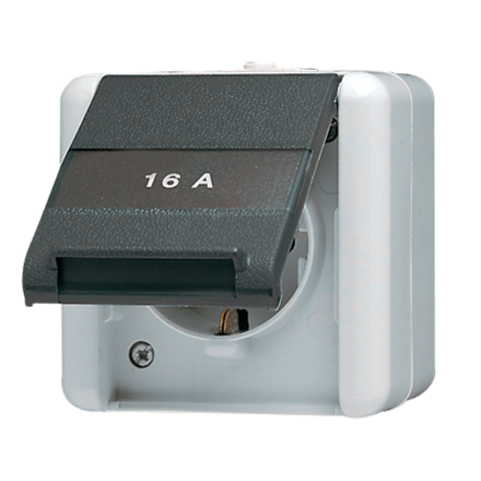 820NAW Штепсельная розетка SCHUKO с полем для надписи; для накладного монтажа IP44