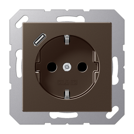 Розетка 2К+З 16А 250В~, с разъемом USB Typ C, Jung A1520-18CMO